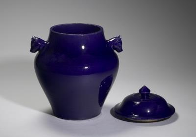 图片[3]-Lidded jar with animal-shaped handles in cobalt blue glaze, Qing dynasty (1644-1911)-China Archive